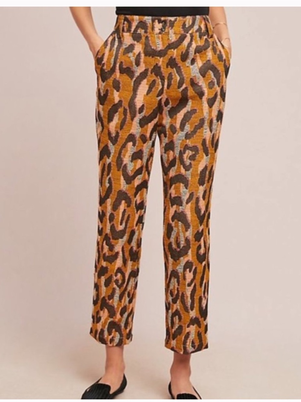 Anthropologie 34 N 118 W Leopard Print Pants Tweed with Pockets